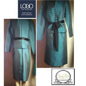 Allen By A.B.S. Turquoise Dressy Skirt Suit